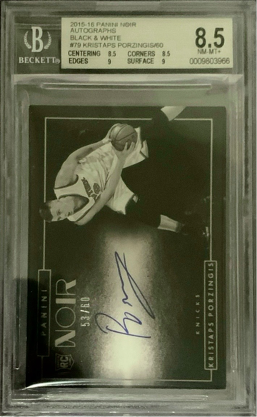 2015 Panini Noir Kristaps Porzingis Autographs Rookie #79 RC Auto /60 BGS 8.5 Auto 10
