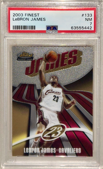 2003 Topps Finest Lebron James Rookie RC /999 PSA 7 #133