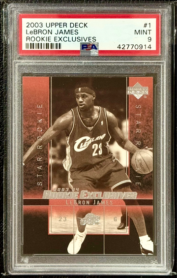 2003 UD ROOKIE EXCLUSIVES BLACK & WHITE #1 LEBRON JAMES ROOKIE RC PSA 9