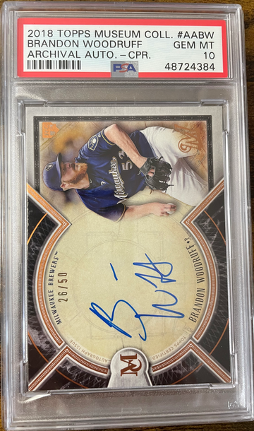 2018 Topps museum collection Brandon woodruff rookie auto /50 PSA 10