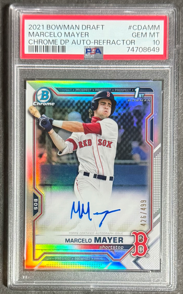 2021 Bowman Chrome Draft Marcelo Mayer Refractor Auto #/499 PSA 10 #CDAMM