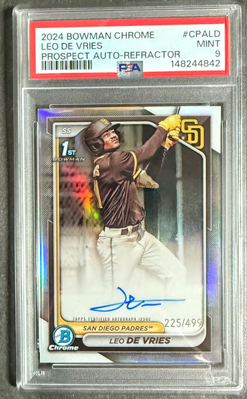 2024 Bowman Chrome Leo De Vries Prospect Refractor Autograph #/499 #CPALD PSA 9