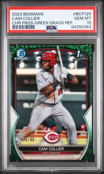 CAM COLLIER 2023 1st Bowman Chrome Green Grass Refractor 99/99 PSA 10 *Low Pop*