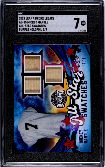 2024 Leaf Bronx Legacy Mickey Mantle Triple Bat 7/7!!! SGC 7 / 4 7's On Front!!