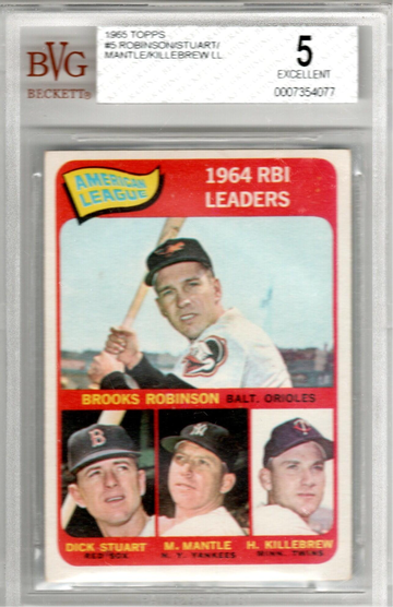 1965 Topps #5 1964 RBI Leaders Mickey Mantle BVG 5