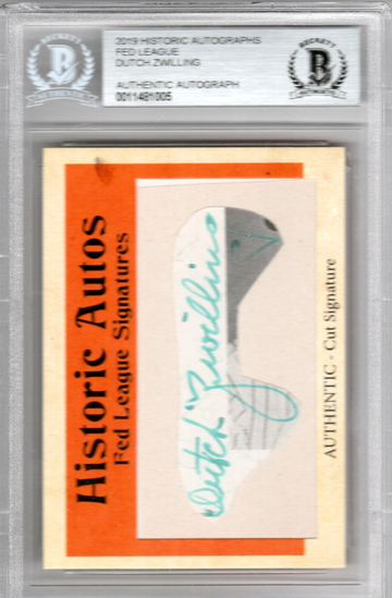 2019 Historic Autographs Fegeral League Dutch Zwilling