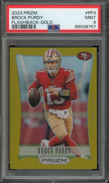 Brock Purdy 2023 Prizm Flashback Gold PSA 9