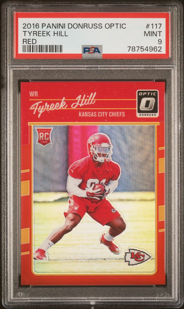 Tyreek Hill, 2016 Optic #117, Red #/99, MINT PSA 9