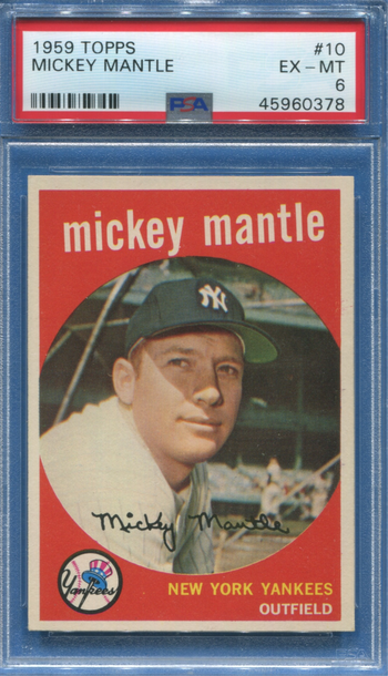 1959 Topps #10 Mickey Mantle Yankees HOF Centered  PSA 6