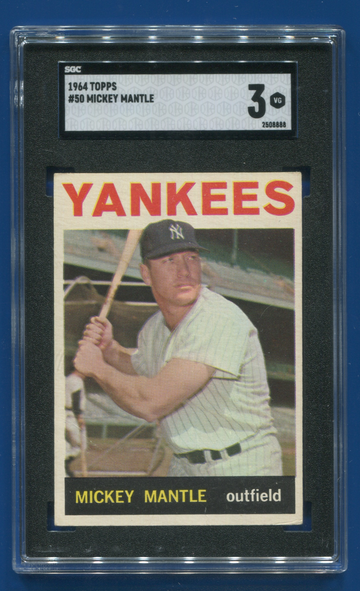 1964 Topps #50 Mickey Mantle NY Yankees HOF SGC 3