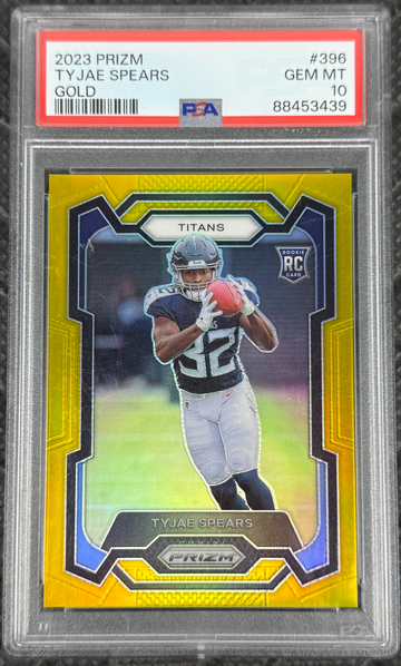 2023 Panini Prizm Tyjae Spears Gold Prizm RC 10/10 Bookend PSA 10 #396