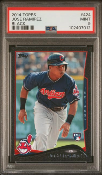 2014 Topps Jose Ramirez RC Black Parallel #424 13/64 PSA 9