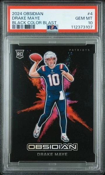 2024 Panini Obsidian Black Color Blast Rookie Drake Maye #4 Patriots PSA 10
