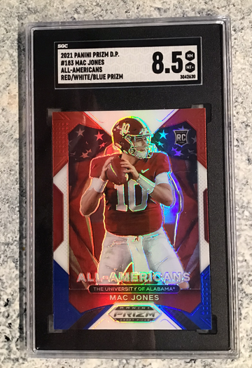 2021 Panini Prizm Draft Picks #183 Mac Jones All-Americans Red/White/Blue Prizm SGC 8.5 NR MT