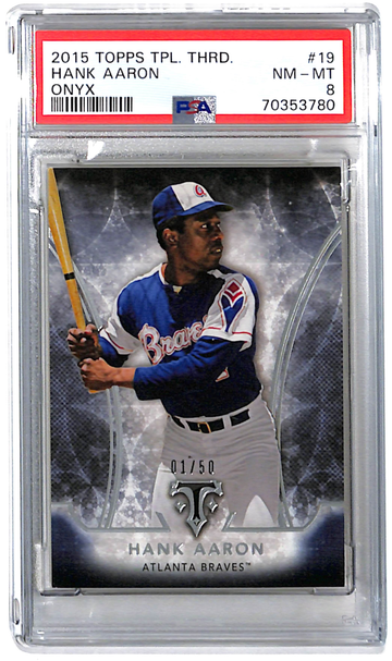 2015 Topps Triple Threads Hank Aaron Onyx PSA 8 Pop 2 HOF MLB Atlanta Braves