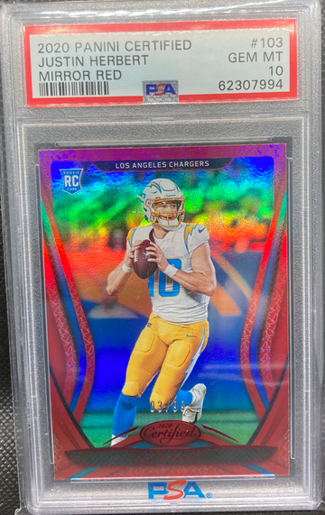 2020 Panini Certified Justin Herbert Mirror Red /99 RC PSA 10