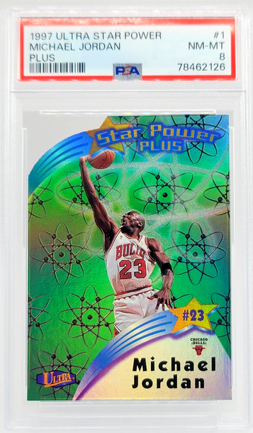 Rare SP * 1997 Ultra Star Power Plus Michael Jordan PSA 8 Clean! Jordan Insert