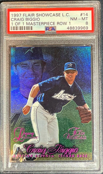 1/1 1997 FLAIR SHOWCASE MASTERPIECE Craig Biggio Row 1 PSA 8 #14