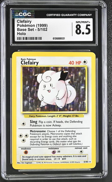 1999 Pokemon #5/102 Clefairy Base Set Holo CGC 8.5