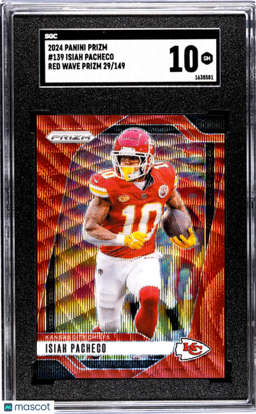 2024 Panini Prizm Isiah Pacheco #139 Red Wave SGC 10