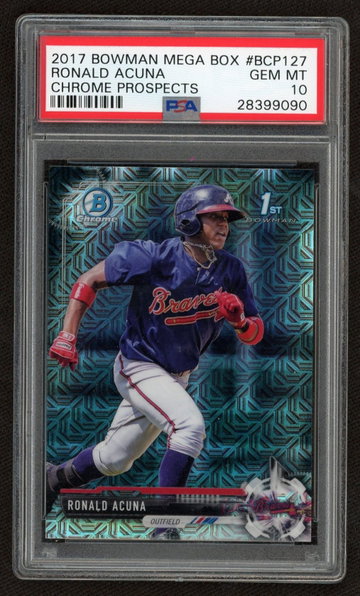 2017 Ronald Acuna Bowman Chrome Rookie Mega Box PSA 10