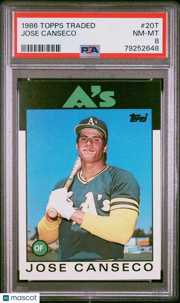 1986 Topps Traded Jose Canseco #20T PSA 8