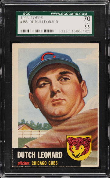1953 Topps Baseball Dutch Leonard #155 SGC 5.5