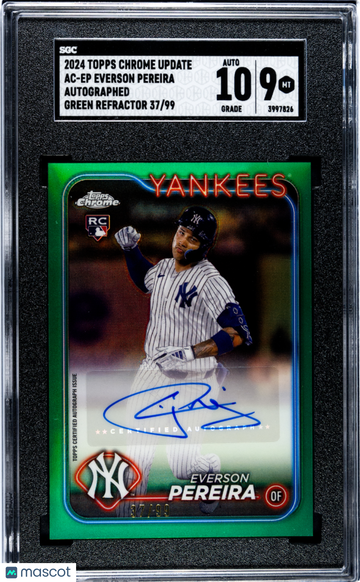 2024 Topps Chrome Update Everson Pereira #AC-EP Autograph Green Refractor SGC 9 Auto 10