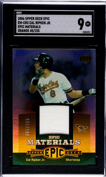 2006 Upper Deck Epic Materials Game-Used Jersey CAL RIPKEN JR #45/155 SGC 9