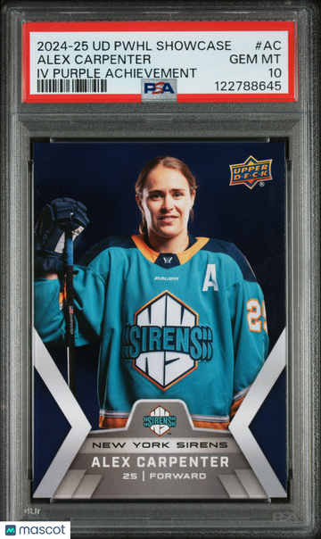2024-2025 Upper Deck PWHL Showcase Image Variant Alex Carpenter #AC Purple Achievements PSA 10