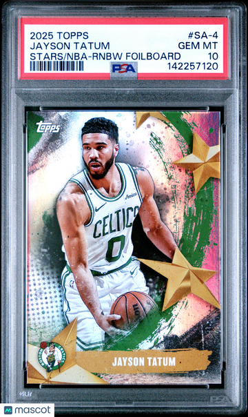 2025 Topps Stars Of The NBA Jayson Tatum #SA-4 Rnbw Foilboard PSA 10