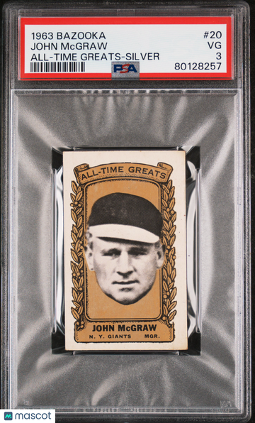 1963 Bazooka All-Time Greats John Mcgraw #20 All-Time Greats-Silver PSA 3