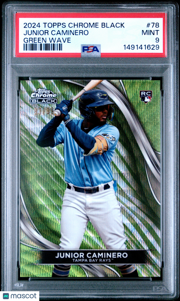 2024 Topps Chrome Black Junior Caminero #78 Green Wave /99 PSA 9