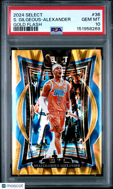 2024-25 Panini Select Shai Gilgeous-Alexander #36 Gold Flash /10 Short Print Parallel/Variety PSA 10
