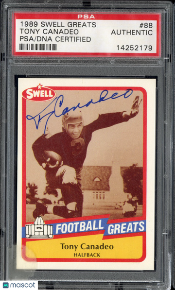 1989 Swell Greats Tony Canadeo #88 Hand Signed Auto PSA Authentic Auto Authentic