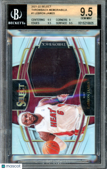 2021 Select Throwback Memorabilia LeBron James #1 BGS 9.5