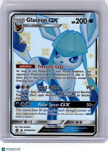 2019 Pokemon—Glaceon GX #SV55 Hidden Fates: Shiny Vault—Shiny Rare Holo