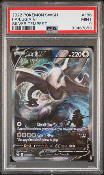 2022 Pokemon Sword and Shield Silver Tempest Lugia V #186 PSA 9