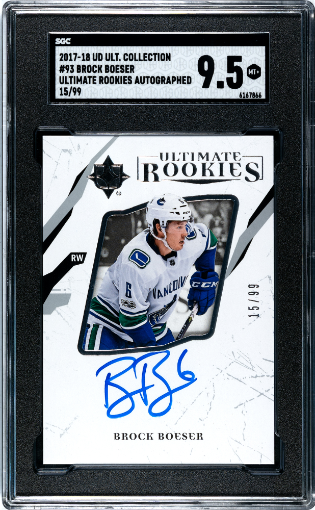 2017-18 Upper Deck Ultimate Collection Brock Boeser #93 Ultimate Rookies Auto. SGC 9.5