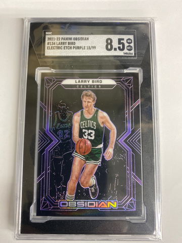 2021-22 Panini Obsidian #134 Larry Bird Electric Etch Purple Serial number 15/99 