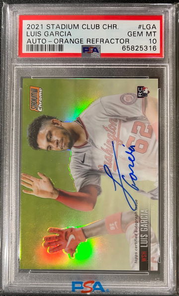 Luis Garcia 2021 Stadium Club Chrome Auto Orange Refractor PSA 10