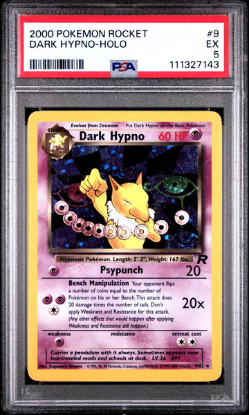 2000 Pokemon Team Rocket Holo Dark Hypno #9 PSA 5