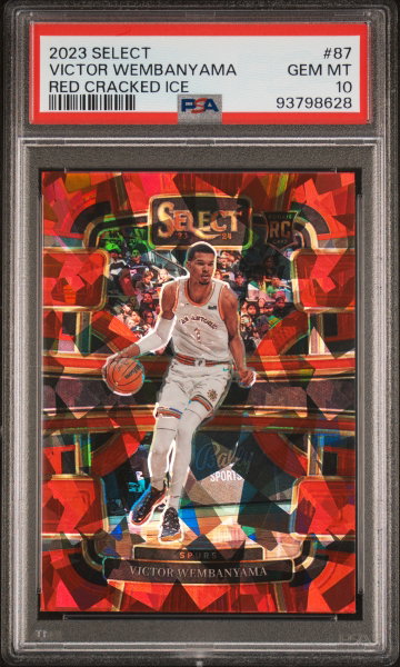 2023 PANINI SELECT VICTOR WEMBANYAMA RED CRACKED ICE #87 RC ROOKIE PSA 10