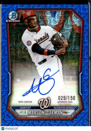 Marconi German 2024 Bowman Chrome. Auto Blue Mojo Refractor /19 Washington Nationals