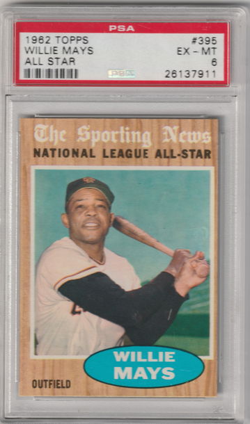 1962 Topps #395 Willie Mays All-Star PSA 6 (Excellent-Mint)