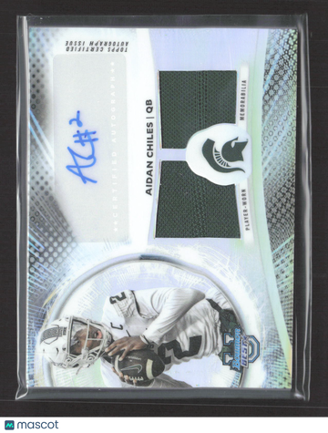 2025 Topps Bowman University Best Football Aidan Chiles #DRA-AC Refractor Player-Worn Memorabilia Prospect Dual Relic Au
