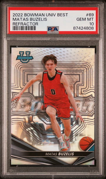 2022 BOWMAN UNIVERSITY BEST MATAS BUZELIS REFRACTOR #69 PSA 10