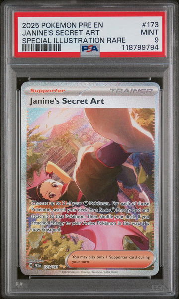 2025 Prismatic Evolutions - Pre En - English Special Illustration Rare Holo Janine's Secret Art #173 PSA 9