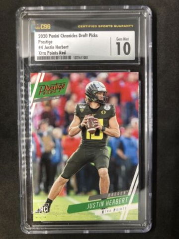 JUSTIN HERBERT 2020 Panini Prestige Rookie #4 Xtra Points Red CSG 10