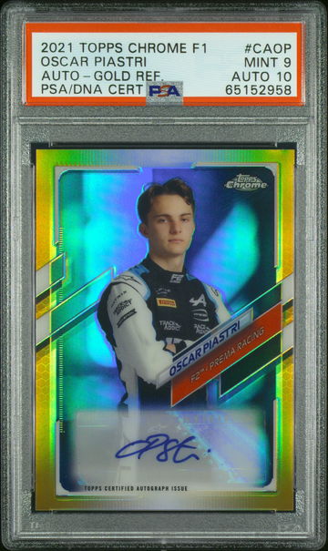 2021 Topps Chrome F1 Oscar Piastri Auto /50 Gold PSA 9 Auto 10 #CAOP